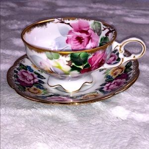 Lefton China and painted tea cup and saucer floral